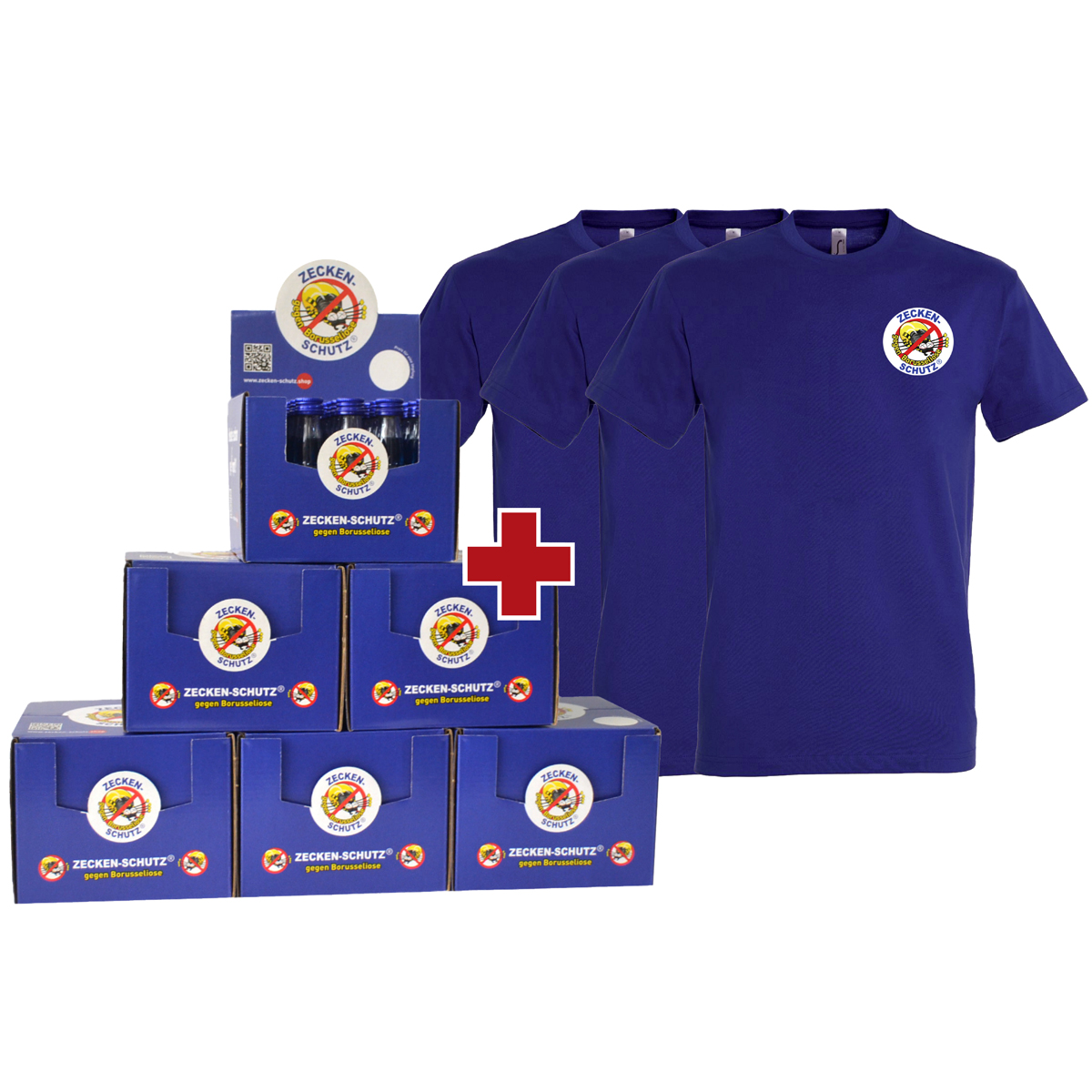 Schalke-Schnaps Kumpelbox + 3 gratis T-Shirts "Zeckenschutz gegen Borusseliose"